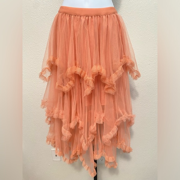 Layered Ruffle Tulle Midi Skirt Fairy Balletcore Whimsical Ethereal Pastel - Picture 1 of 7